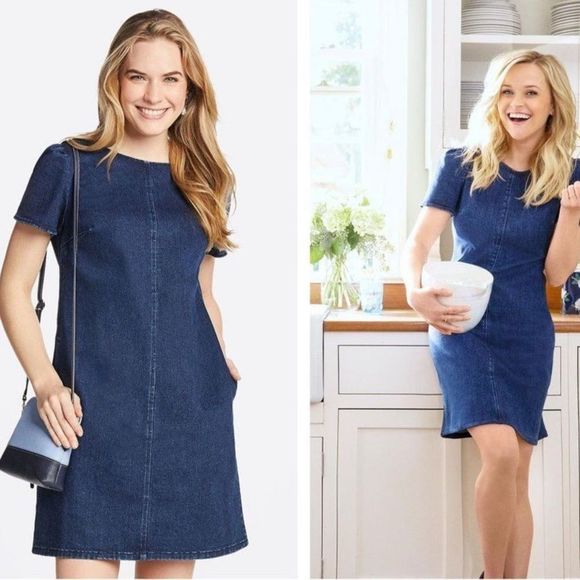 Draper James Dresses & Skirts - SOLD Draper James Navy Denim Shift Dress Size 8